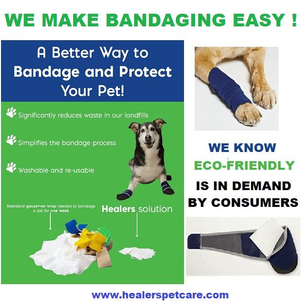 Healers eco-friendly reusable dog booties for easy paw bandaging and protection, reducing landfill waste and simplifying the bandage process