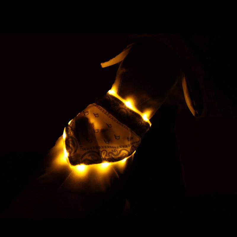 Stay visible and safe with our LED dog bandana. Designed for nighttime walks, it combines safety and style in one lightweight, easy-to-wear accessory that keeps your pet glowing after dark.