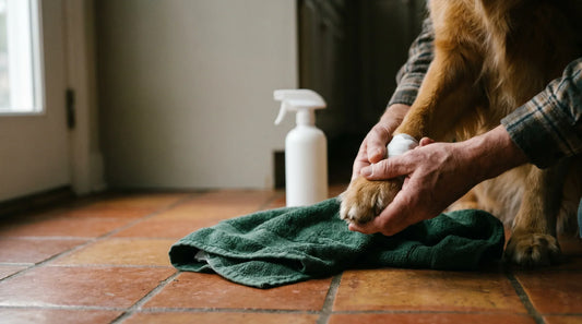 Side-by-side comparison of hypochlorous acid, hydrogen peroxide, and Betadine as dog wound antiseptics, showing HOCl as the safest and most effective choice.