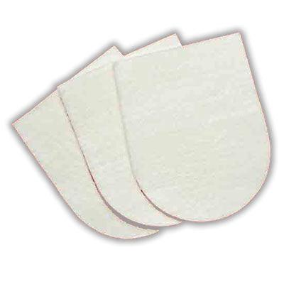Close-up of three white, soft-looking Healers Gauze pads, u-shaped, arranged in a stack. Plain white background.