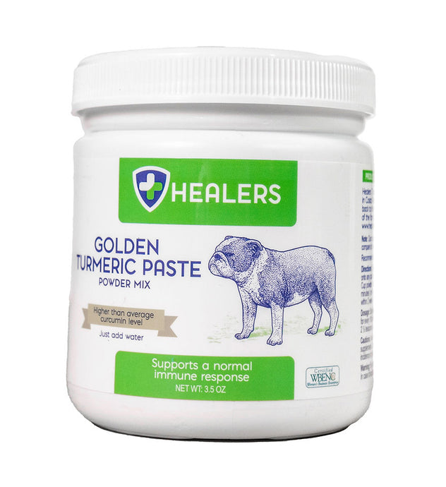 Healers Turmeric Golden Paste for Dogs and curcumin dog supplement bottle front